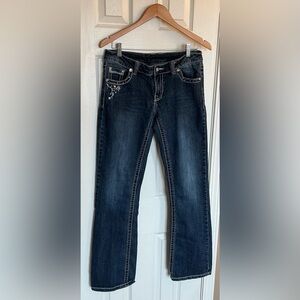 Shyanne “Cherry Blossom” Floral Embroidered & Rhinestone Boot Cut Jeans, size 30